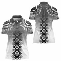 New Zealand Women Polo Shirt Poutama Mix Gray Taniko Inspired Art LT05
