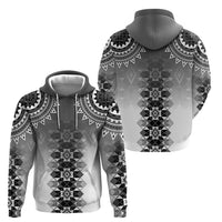 New Zealand Zip Hoodie Poutama Mix Gray Taniko Inspired Art LT05