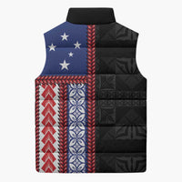 Samoa Flag Sleeveless Puffer Jacket Ula Fala With Samoan Siapo - Polynesian Pride