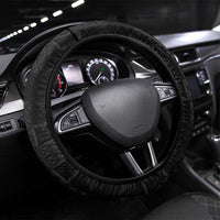 Samoa Flag Steering Wheel Cover Ula Fala With Samoan Siapo LT05 Universal Fit Black - Polynesian Pride