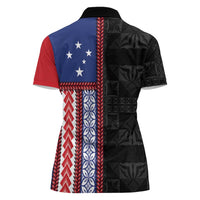 Samoa Flag Women Polo Shirt Ula Fala With Samoan Siapo - Polynesian Pride