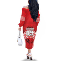 Custom Tonga Rugby Mate Ma'a Family Matching Off The Shoulder Long Sleeve Dress and Hawaiian Shirt Tongan Pride Unique Style - Polynesian Pride