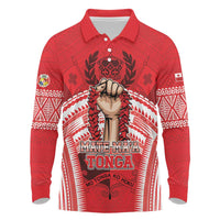 Custom Tonga Rugby Mate Ma'a Long Sleeve Polo Shirt Tongan Pride Unique Style LT05 Red - Polynesian Pride