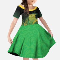 New Zealand Aotearoa Ruru Family Matching Mermaid Dress and Hawaiian Shirt Maori Fern Art Green