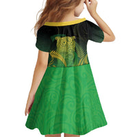 New Zealand Aotearoa Ruru Family Matching Mermaid Dress and Hawaiian Shirt Maori Fern Art Green