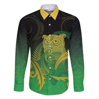 New Zealand Aotearoa Ruru Family Matching Mermaid Dress and Hawaiian Shirt Maori Fern Art Green