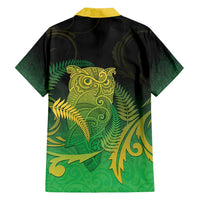 New Zealand Aotearoa Ruru Family Matching Tank Maxi Dress and Hawaiian Shirt Maori Fern Art Green