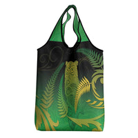 New Zealand Aotearoa Ruru Grocery Bag Maori Fern Art Green
