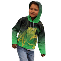 New Zealand Aotearoa Ruru Kid Hoodie Maori Fern Art Green