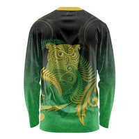 New Zealand Aotearoa Ruru Long Sleeve Shirt Maori Fern Art Green