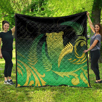 New Zealand Aotearoa Ruru Quilt Maori Fern Art Green LT05 - Polynesian Pride