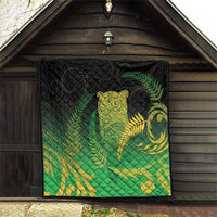 New Zealand Aotearoa Ruru Quilt Maori Fern Art Green LT05 - Polynesian Pride