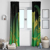 New Zealand Aotearoa Ruru Window Curtain Maori Fern Art Green