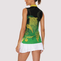 New Zealand Aotearoa Ruru Women Sleeveless Polo Shirt Maori Fern Art Green