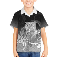 New Zealand Aotearoa Ruru Family Matching Puletasi and Hawaiian Shirt Maori Fern Art Black
