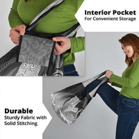 New Zealand Aotearoa Ruru Grocery Bag Maori Fern Art Black