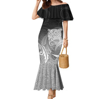 New Zealand Aotearoa Ruru Mermaid Dress Maori Fern Art Black