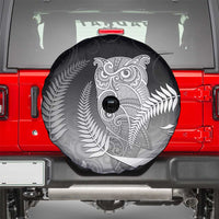 New Zealand Aotearoa Ruru Spare Tire Cover Maori Fern Art Black