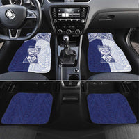 Personalised Northern Mariana Islands And Guam Car Mats Latte Stone With Tribal Pattern LT05 Set 4pcs Blue - Polynesian Pride