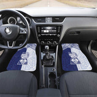 Personalised Northern Mariana Islands And Guam Car Mats Latte Stone With Tribal Pattern LT05 Set 2pcs - Front Blue - Polynesian Pride