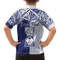 Personalised Northern Mariana Islands And Guam Family Matching Off Shoulder Maxi Dress and Hawaiian Shirt Latte Stone With Tribal Pattern