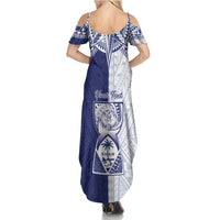 Personalised Northern Mariana Islands And Guam Family Matching Summer Maxi Dress and Hawaiian Shirt Latte Stone With Tribal Pattern