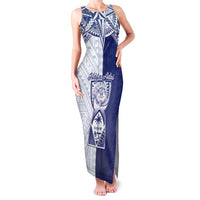 Personalised Northern Mariana Islands And Guam Family Matching Tank Maxi Dress and Hawaiian Shirt Latte Stone With Tribal Pattern