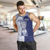 Personalised Northern Mariana Islands And Guam Men Tank Top Latte Stone With Tribal Pattern LT05 Blue - Polynesian Pride