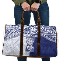 Northern Mariana Islands And Guam Travel Bag Latte Stone With Tribal Pattern LT05 Blue - Polynesian Pride
