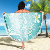 Polynesian Jellyfish Beach Blanket With Plumeria Teal LT05 - Polynesian Pride