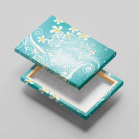 Polynesian Jellyfish Canvas Wall Art With Plumeria Teal