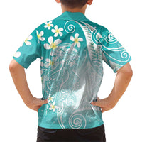 Polynesian Jellyfish Kid Hawaiian Shirt With Plumeria Teal LT05 - Polynesian Pride