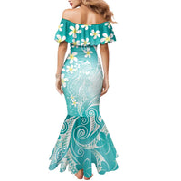 Polynesian Jellyfish Mermaid Dress With Plumeria Teal LT05 - Polynesian Pride