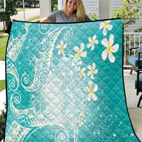 Polynesian Jellyfish Quilt With Plumeria Teal LT05 Teal - Polynesian Pride