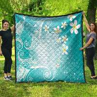 Polynesian Jellyfish Quilt With Plumeria Teal LT05 - Polynesian Pride