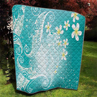 Polynesian Jellyfish Quilt With Plumeria Teal LT05 - Polynesian Pride
