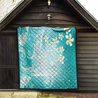 Polynesian Jellyfish Quilt With Plumeria Teal LT05 - Polynesian Pride