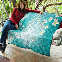 Polynesian Jellyfish Quilt With Plumeria Teal LT05 - Polynesian Pride