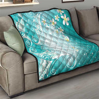 Polynesian Jellyfish Quilt With Plumeria Teal LT05 - Polynesian Pride