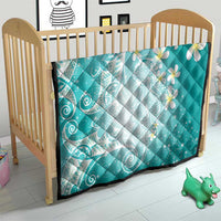Polynesian Jellyfish Quilt With Plumeria Teal LT05 - Polynesian Pride
