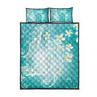 Polynesian Jellyfish Quilt Bed Set With Plumeria Teal LT05 - Polynesian Pride