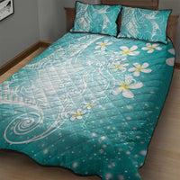 Polynesian Jellyfish Quilt Bed Set With Plumeria Teal LT05 - Polynesian Pride