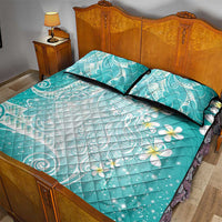 Polynesian Jellyfish Quilt Bed Set With Plumeria Teal LT05 - Polynesian Pride