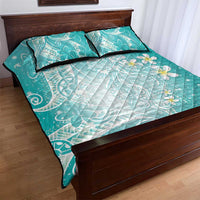 Polynesian Jellyfish Quilt Bed Set With Plumeria Teal LT05 - Polynesian Pride