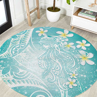 Polynesian Jellyfish Round Carpet With Plumeria Teal LT05 Teal - Polynesian Pride