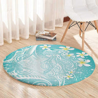Polynesian Jellyfish Round Carpet With Plumeria Teal LT05 - Polynesian Pride