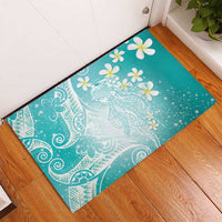 Polynesian Jellyfish Rubber Doormat With Plumeria Teal LT05 - Polynesian Pride