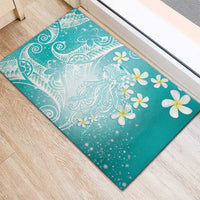 Polynesian Jellyfish Rubber Doormat With Plumeria Teal LT05 - Polynesian Pride
