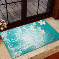 Polynesian Jellyfish Rubber Doormat With Plumeria Teal LT05 - Polynesian Pride