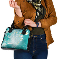 Polynesian Jellyfish Shoulder Handbag With Plumeria Teal